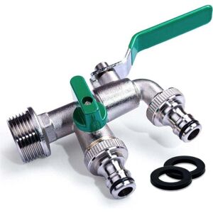 Ymyny - Premium 1/2 Inch Double Faucet, Green/Brass Double Faucet with 2 3/4 Inch Outlets, Rustproof Outdoor Faucet and mumu Ymyny - Premium 1/2 Inch Double Faucet, Green/Brass Double Faucet with 2 3/4 Inch Outlets, Rustproof Outdoor Faucet and mumu