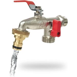 WOIYIC Premium Dual Outlet Garden Tap 1/2" - 3/4" Brushed Nickel, Brass, Silver WOIYIC Premium Dual Outlet Garden Tap 1/2" - 3/4" Brushed Nickel, Brass, Silver