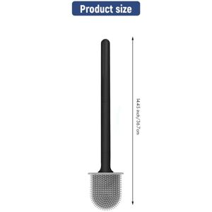 Tlily - Premium Toilet Brushes and Holders, Set of 4, Wall Mounted (No Drilling), Black Silicone Brush Tlily - Premium Toilet Brushes and Holders, Set of 4, Wall Mounted (No Drilling), Black Silicone Brush