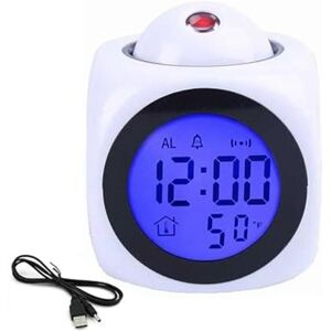 TLILY Projection Electronic Clock English Clock, Projection Clock Multi-Function Alarm Clock, LCD Projection Alarmclock-White TLILY Projection Electronic Clock English Clock, Projection Clock Multi-Function Alarm Clock, LCD Projection Alarmclock-White
