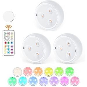 Tlily - Puck Lights with Remote 13 Colors Changeable rgb led Under Cabinet Lighting for Kitchen, Counter, Closet Lights-A Tlily - Puck Lights with Remote 13 Colors Changeable rgb led Under Cabinet Lighting for Kitchen, Counter, Closet Lights-A