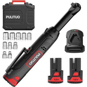 PULITUO Extended Cordless Electric Ratchet Wrench 3/8'', 40 Ft.lbs Max Torque Power Ratchet Wrenches Tool Kit with 2.0Ah Batteries 10 Sockets 1 Hour PULITUO Extended Cordless Electric Ratchet Wrench 3/8'', 40 Ft.lbs Max Torque Power Ratchet Wrenches Tool Kit with 2.0Ah Batteries 10 Sockets 1 Hour