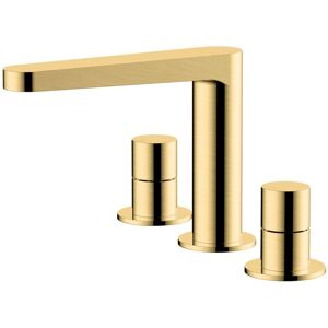 Rak Ceramics - rak Petit Round 3-Hole Basin Mixer Tap Deck Mounted - Brushed Gold Rak Ceramics - rak Petit Round 3-Hole Basin Mixer Tap Deck Mounted - Brushed Gold