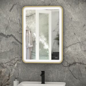 Rak Ceramics - rak Picture Soft led Illuminated Bathroom Mirror with Demister Pad 700mm h x 500mm w - Brushed Gold Rak Ceramics - rak Picture Soft led Illuminated Bathroom Mirror with Demister Pad 700mm h x 500mm w - Brushed Gold