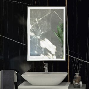 Rak Ceramics - rak Picture Square led Illuminated Bathroom Mirror with Demister Pad 700mm h x 500mm w - Brushed Nickel Rak Ceramics - rak Picture Square led Illuminated Bathroom Mirror with Demister Pad 700mm h x 500mm w - Brushed Nickel