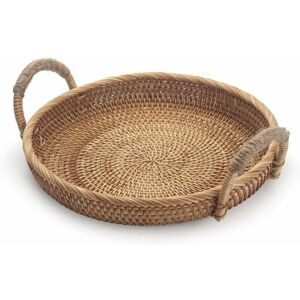 HOOPZI Rattan Round Fruit Baskets for Table Wicker Bread Tray with Handle for Serving Food, Crackers, Snacks (11inch d x 1.8inch h) HOOPZI Rattan Round Fruit Baskets for Table Wicker Bread Tray with Handle for Serving Food, Crackers, Snacks (11inch d x 1.8inch h)