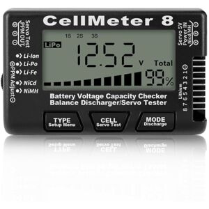 TLILY RC Cellmeter 8 Digital Battery Capacity Checker Controller Tester Voltage for Li-Ion NiMH Nicd Cell Meter Black TLILY RC Cellmeter 8 Digital Battery Capacity Checker Controller Tester Voltage for Li-Ion NiMH Nicd Cell Meter Black