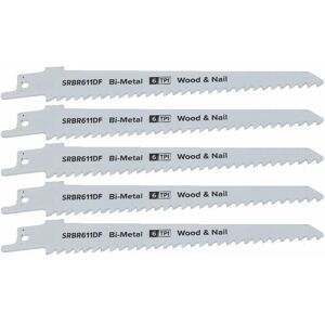 Ufixt - Reciprocating Saw Blade Wood and Nail 6tpi 150mm Length Bi Metal Pack of 5 Ufixt - Reciprocating Saw Blade Wood and Nail 6tpi 150mm Length Bi Metal Pack of 5