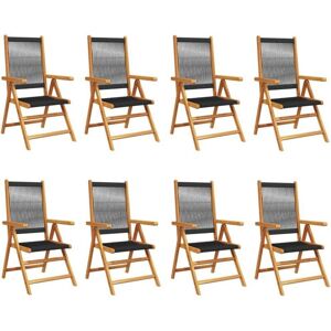 Vidaxl - Reclining Garden Chairs 8 pcs Black Solid Wood Acacia Vidaxl - Reclining Garden Chairs 8 pcs Black Solid Wood Acacia
