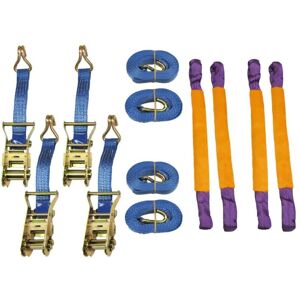 Securefix Direct - Recovery Ratchet Strap Set x4 (35MM x 6M Round Sling Alloy Wheel Tie Down Trailer Kit) Securefix Direct - Recovery Ratchet Strap Set x4 (35MM x 6M Round Sling Alloy Wheel Tie Down Trailer Kit)