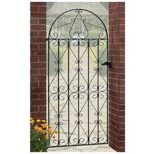Cannock Gates - Regent Scroll Tall Bow Top Single Gate - Solid Steel - Fits Gap of 762 mm x 1753 mm High - Electro Galvanised/Black Powder Coated Cannock Gates - Regent Scroll Tall Bow Top Single Gate - Solid Steel - Fits Gap of 762 mm x 1753 mm High - Electro Galvanised/Black Powder Coated
