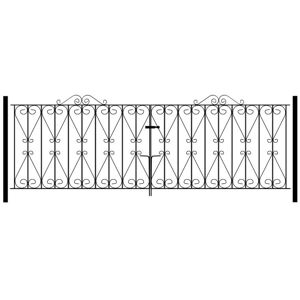 Cannock Gates - Regent Scroll Double Driveway Gate - Solid Steel - Fits Gap of 2743 mm x 914 mm High - Electro Galvanised/Black Powder Coated Cannock Gates - Regent Scroll Double Driveway Gate - Solid Steel - Fits Gap of 2743 mm x 914 mm High - Electro Galvanised/Black Powder Coated