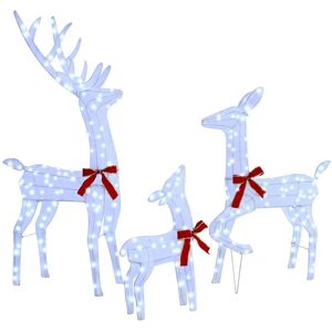 Reindeer Family 3 pcs Cold white 68 x 26 x 127 cm Fabric vidaXL Reindeer Family 3 pcs Cold white 68 x 26 x 127 cm Fabric vidaXL