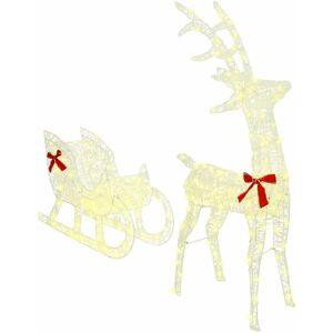 Reindeer Pull Sleigh Warm white 70 x 26 x 128.5 cm Acrylic vidaXL Reindeer Pull Sleigh Warm white 70 x 26 x 128.5 cm Acrylic vidaXL
