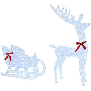 Reindeer Pull Sleigh Cold white 70 x 26 x 128.5 cm Acrylic vidaXL Reindeer Pull Sleigh Cold white 70 x 26 x 128.5 cm Acrylic vidaXL