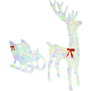Reindeer Pull Sleigh Colourful 70 x 26 x 128.5 cm Acrylic vidaXL Reindeer Pull Sleigh Colourful 70 x 26 x 128.5 cm Acrylic vidaXL
