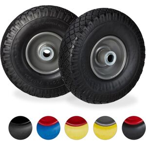 Set of 4 Relaxdays Hand Truck Tyres, Non-Flat Solid Rubber Wheels, 3.00-4”, 20mm Axle, 100 kg, 260x85mm, Black/Grey Set of 4 Relaxdays Hand Truck Tyres, Non-Flat Solid Rubber Wheels, 3.00-4”, 20mm Axle, 100 kg, 260x85mm, Black/Grey