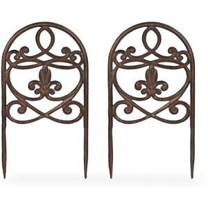 Relaxdays 2x Garden Stakes, Antique Design, HxW 32.5x17.5 cm, Flower Pots & Beds, Ornament, Decor, Cast Iron, Brown Relaxdays 2x Garden Stakes, Antique Design, HxW 32.5x17.5 cm, Flower Pots & Beds, Ornament, Decor, Cast Iron, Brown