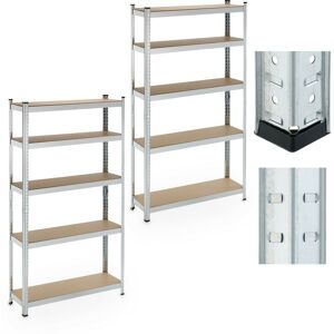 Relaxdays - 2x Heavy-duty Shelving, 5 Levels, 180 x 100 x 30 cm, up to 500 kg, Steel, Storage for Cellar & Garage, Silver Relaxdays - 2x Heavy-duty Shelving, 5 Levels, 180 x 100 x 30 cm, up to 500 kg, Steel, Storage for Cellar & Garage, Silver