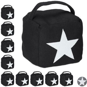 Set of 10 Relaxdays Star Door Stops, Fabric Bumper, Floor Doorstop, Tall, with Handle, HxWxD: 20 x 15 x 15 cm, Black Set of 10 Relaxdays Star Door Stops, Fabric Bumper, Floor Doorstop, Tall, with Handle, HxWxD: 20 x 15 x 15 cm, Black