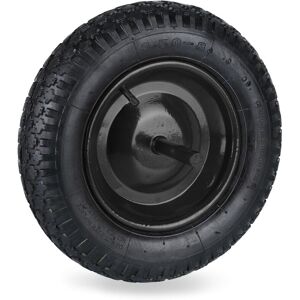 Relaxdays - 3.50-8 Wheelbarrow Tyre, Pneumatic Spare Wheel with Fixed Axle, Steel Rim, Supports up to 120 kg, Black Relaxdays - 3.50-8 Wheelbarrow Tyre, Pneumatic Spare Wheel with Fixed Axle, Steel Rim, Supports up to 120 kg, Black