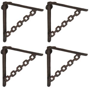 Relaxdays - Shelf Brackets, Set of 4, Cast Iron, Supports, for Wall-Mounted Shelves, Chain Design, 18.5 x 4 x 22 cm, Brown Relaxdays - Shelf Brackets, Set of 4, Cast Iron, Supports, for Wall-Mounted Shelves, Chain Design, 18.5 x 4 x 22 cm, Brown