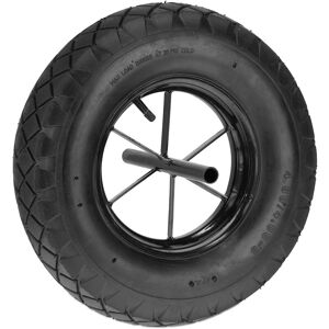 Relaxdays - 4.80 4.00-8 Wheelbarrow Tyre, Pneumatic Spare Wheel, Fixed Axle, Car Valve, Supports to 120 kg, Black Relaxdays - 4.80 4.00-8 Wheelbarrow Tyre, Pneumatic Spare Wheel, Fixed Axle, Car Valve, Supports to 120 kg, Black
