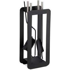 Relaxdays - 5-Piece Fireplace Companion Tool Set with Shovel, Broom, Poker, Tongs & Holder, Modern Design, Black Relaxdays - 5-Piece Fireplace Companion Tool Set with Shovel, Broom, Poker, Tongs & Holder, Modern Design, Black