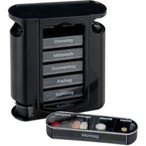 Relaxdays 7-Day Pill Organiser, Weekly Medicine Box, 4 Compartments, Morning, Noon, Evening, Night, Black Relaxdays 7-Day Pill Organiser, Weekly Medicine Box, 4 Compartments, Morning, Noon, Evening, Night, Black