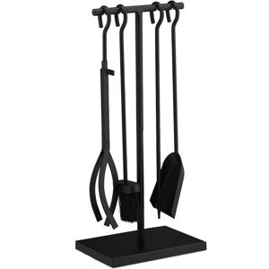 Relaxdays - Fireplace Set, 5-piece Fireside Kit with Poker, Tongs, Ash Shovel, Broom & Stand, hwd: 57 x 25 x 18 cm, Black Relaxdays - Fireplace Set, 5-piece Fireside Kit with Poker, Tongs, Ash Shovel, Broom & Stand, hwd: 57 x 25 x 18 cm, Black