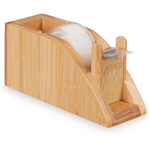 Adhesive Tape Dispenser Bamboo, Sticky Tape Holder for 25 mm Rolls, With Cutting Blade, Crafts, Natural - Relaxdays Adhesive Tape Dispenser Bamboo, Sticky Tape Holder for 25 mm Rolls, With Cutting Blade, Crafts, Natural - Relaxdays