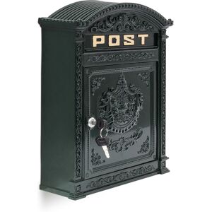 Relaxdays - Antique-looking Letter Box, 44.5 x 31 x 9.5 cm, Outdoor, Wall-Mount Mailbox, Cast Aluminium, A4 Letters, Green Relaxdays - Antique-looking Letter Box, 44.5 x 31 x 9.5 cm, Outdoor, Wall-Mount Mailbox, Cast Aluminium, A4 Letters, Green