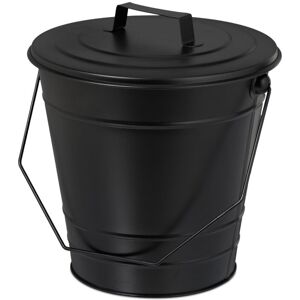 Relaxdays - Ash bucket with lid, handle, 7 litres, iron, ash container for coal & ash, fireplace, stove, black Relaxdays - Ash bucket with lid, handle, 7 litres, iron, ash container for coal & ash, fireplace, stove, black