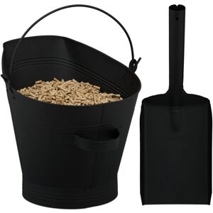 Relaxdays - Coal Bucket with Shovel, 11 Litre Volume, Scuttle, Fireplace Accessories, Iron Ash Container, Metal, Black Relaxdays - Coal Bucket with Shovel, 11 Litre Volume, Scuttle, Fireplace Accessories, Iron Ash Container, Metal, Black