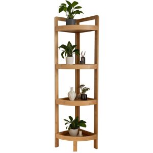 Relaxdays Bamboo Corner Shelf, 4 curved shelves, HWD: 105.5x23x23 cm, space-saving for bathroom & kitchen, natural Relaxdays Bamboo Corner Shelf, 4 curved shelves, HWD: 105.5x23x23 cm, space-saving for bathroom & kitchen, natural