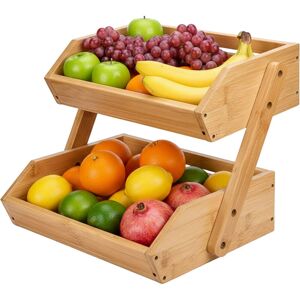 Relaxdays Bamboo Fruit Display, 2 tiers, HWD 26.5x30x25 cm, fruit stand, natural Relaxdays Bamboo Fruit Display, 2 tiers, HWD 26.5x30x25 cm, fruit stand, natural