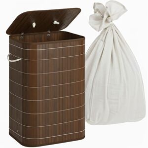 Relaxdays laundry hamper with lid, bamboo, 80 L, foldable, HxWxD: 60 x 40 x 30 cm, dark brown Relaxdays laundry hamper with lid, bamboo, 80 L, foldable, HxWxD: 60 x 40 x 30 cm, dark brown