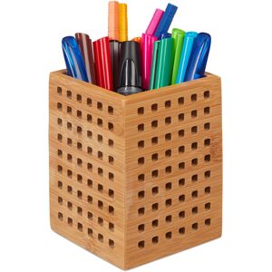 Relaxdays - 4x Bamboo Pen Holder, Set, Wooden Utensil Box for Pens and Scissors, Country-Style, hwd 11.5x9x9 cm, Natural Relaxdays - 4x Bamboo Pen Holder, Set, Wooden Utensil Box for Pens and Scissors, Country-Style, hwd 11.5x9x9 cm, Natural