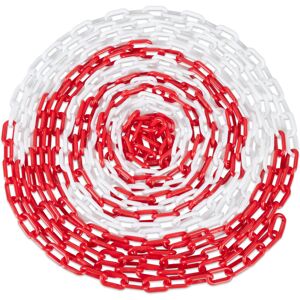 Relaxdays Barrier Chain, 50m Long, Plastic, Security, for Construction Sites, Car Parks, Queues, Safety Post, Red/White Relaxdays Barrier Chain, 50m Long, Plastic, Security, for Construction Sites, Car Parks, Queues, Safety Post, Red/White