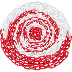 Barrier Chain, 10m Long, Plastic, Security, for Construction Sites, Car Parks, Queues, Safety Post, Red/White - Relaxdays Barrier Chain, 10m Long, Plastic, Security, for Construction Sites, Car Parks, Queues, Safety Post, Red/White - Relaxdays