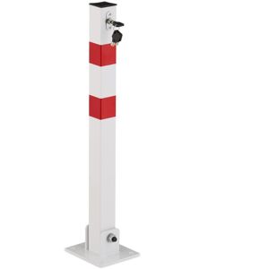RELAXDAYS 3 x folding barrier posts, steel, parking barrier, H: 65 cm, lockable, square post, red and white RELAXDAYS 3 x folding barrier posts, steel, parking barrier, H: 65 cm, lockable, square post, red and white