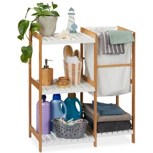 Relaxdays - Bathroom Shelf Unit With Laundry Bin, Standing & Open, Bamboo & mdf Shelving Unit, hwd 76x65.5x33 cm, Natural Relaxdays - Bathroom Shelf Unit With Laundry Bin, Standing & Open, Bamboo & mdf Shelving Unit, hwd 76x65.5x33 cm, Natural