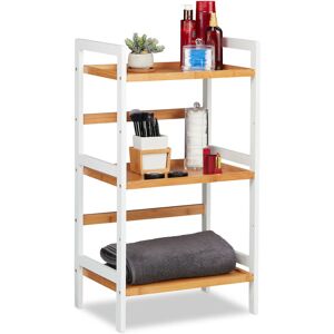 Relaxdays - Bathroom Shelving Unit, Shelves For Towels, etc, Bamboo Shelf Unit, hwd 80x45x31.5 cm, White/Natural Relaxdays - Bathroom Shelving Unit, Shelves For Towels, etc, Bamboo Shelf Unit, hwd 80x45x31.5 cm, White/Natural