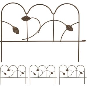 Set of 4 Garden Fence, Elements with Decorations, HxW: 28 x 38.5 cm, Flower Bed Edge to Plug-in, Metal, Bronze - Relaxdays Set of 4 Garden Fence, Elements with Decorations, HxW: 28 x 38.5 cm, Flower Bed Edge to Plug-in, Metal, Bronze - Relaxdays