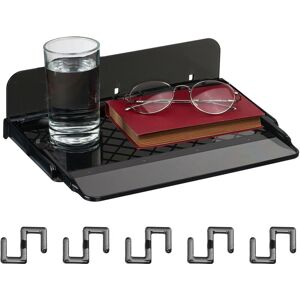 Bedside Table, Hanging, Stick on, Extendable, for Bunk Beds, Plastic, Storage, HxWxD: 8.5 x 30 x 22 cm, Black - Relaxdays Bedside Table, Hanging, Stick on, Extendable, for Bunk Beds, Plastic, Storage, HxWxD: 8.5 x 30 x 22 cm, Black - Relaxdays