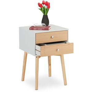 Relaxdays - Bedside Table, with 2 Drawers, hwd: 60x40x40 cm, Bedroom Cabinet, Children's Room, Nightstand, White/Natural Relaxdays - Bedside Table, with 2 Drawers, hwd: 60x40x40 cm, Bedroom Cabinet, Children's Room, Nightstand, White/Natural