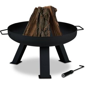 Relaxdays - Fire Bowl with Diameter 60 cm, Including Poker, Firepit for Garden & Terrace, Round, Steel Flame Basket, Black Relaxdays - Fire Bowl with Diameter 60 cm, Including Poker, Firepit for Garden & Terrace, Round, Steel Flame Basket, Black