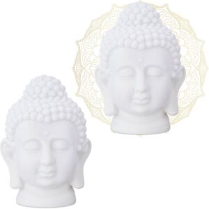 RELAXDAYS 2 x Buddha Head, Plastic, HWD: 17x12x10 cm, Zen Deco Figurine for Home or Yoga Studio, Feng Shui Decoration, White RELAXDAYS 2 x Buddha Head, Plastic, HWD: 17x12x10 cm, Zen Deco Figurine for Home or Yoga Studio, Feng Shui Decoration, White