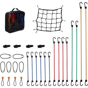 Relaxdays Bungee Cord, Set of 30, Tensioner with Hook, Clamps, Bag, Camping, Car, Bicycle, Universal, Multicoloured Relaxdays Bungee Cord, Set of 30, Tensioner with Hook, Clamps, Bag, Camping, Car, Bicycle, Universal, Multicoloured