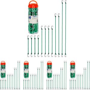 Relaxdays Bungee Cords with Hooks, Set of 60, Bike & Car Cargo Strap, Universal Elastic Band for Luggage, 4 Sizes, Green Relaxdays Bungee Cords with Hooks, Set of 60, Bike & Car Cargo Strap, Universal Elastic Band for Luggage, 4 Sizes, Green